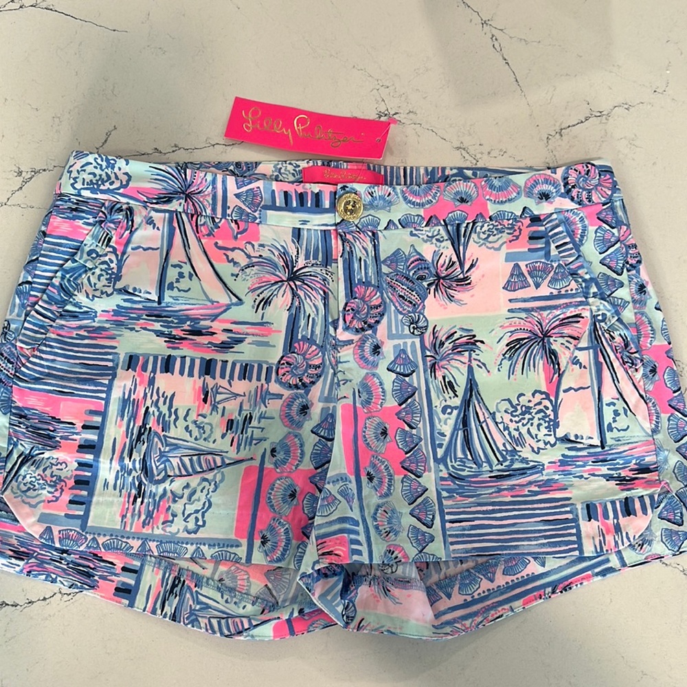 Lilly Pulitzer Adie Ruffle Pocket stretch shorts size 4, 4in inseam